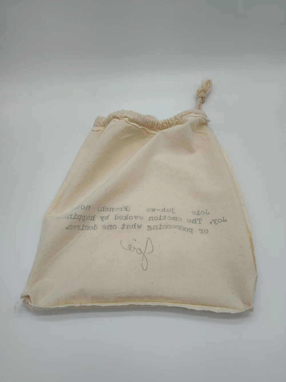 JOIE Juh-Wa French Definition Drawstring Dust Bag Cotton Canvas Pouch 12x11 EUC